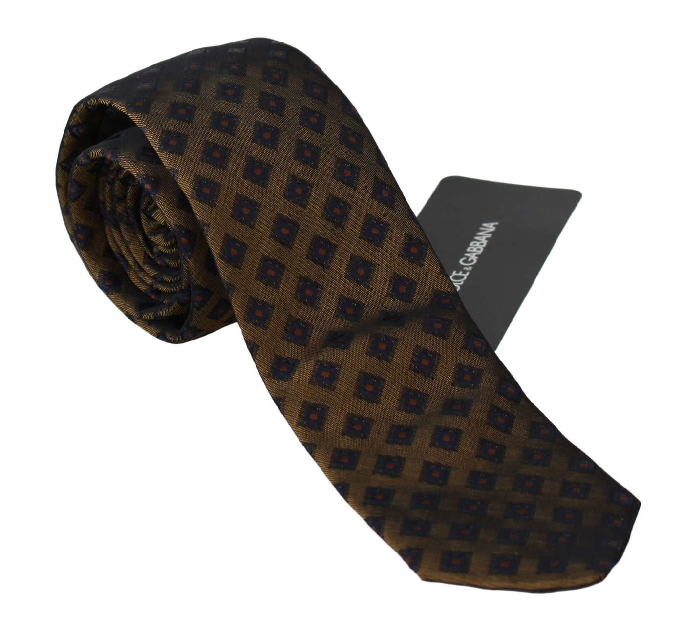 Dolce & Gabbana Brown Patterned Classic Mens Slim Necktie Tie