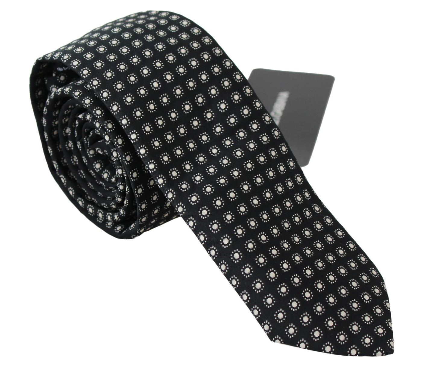 Dolce & Gabbana Black Patterned Classic Mens Slim Necktie Tie