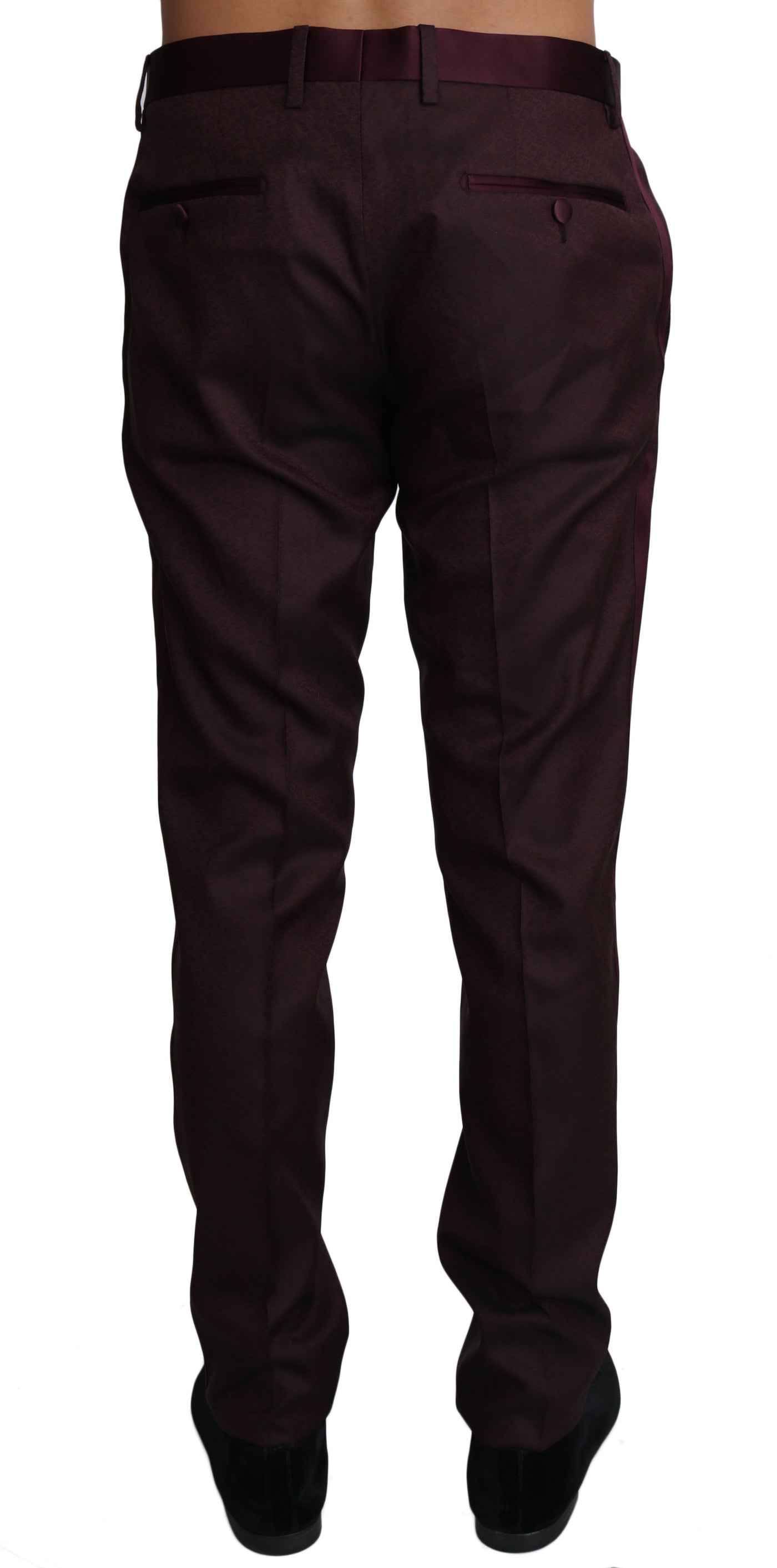 Dolce & Gabbana Bordeaux Wool Pattern Stripe Trousers Pants