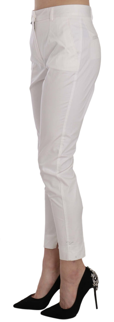Dolce & Gabbana White High Waist Skinny Cropped Trouser Pants