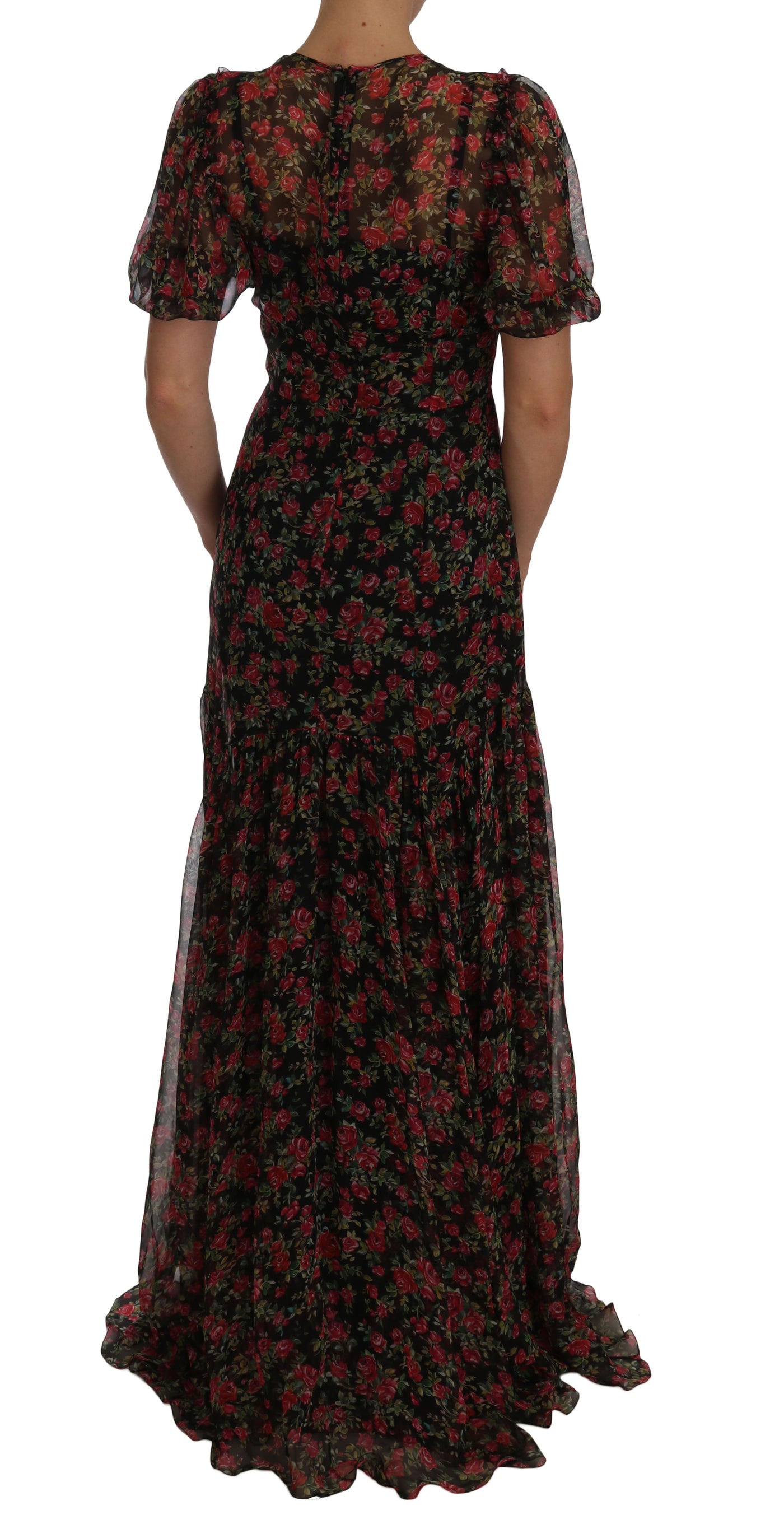 Dolce & Gabbana Black Floral Roses A-Line Shift Gown