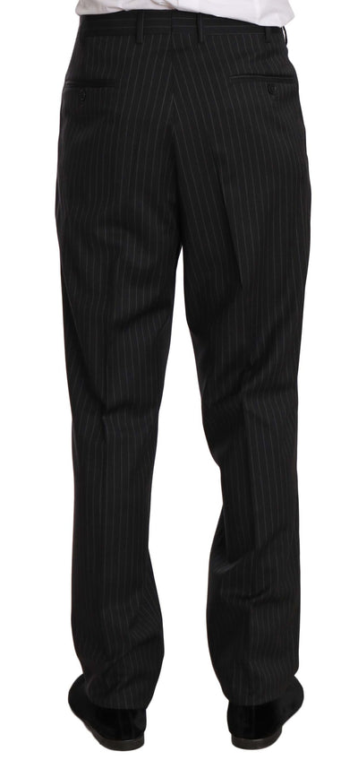 Z ZEGNA Black Striped Two Piece 3 Button 100% Wool Suit