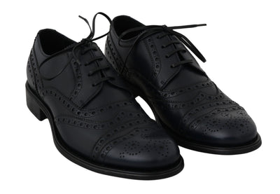 Dolce & Gabbana Blue Leather Wingtip Derby Formal Shoes