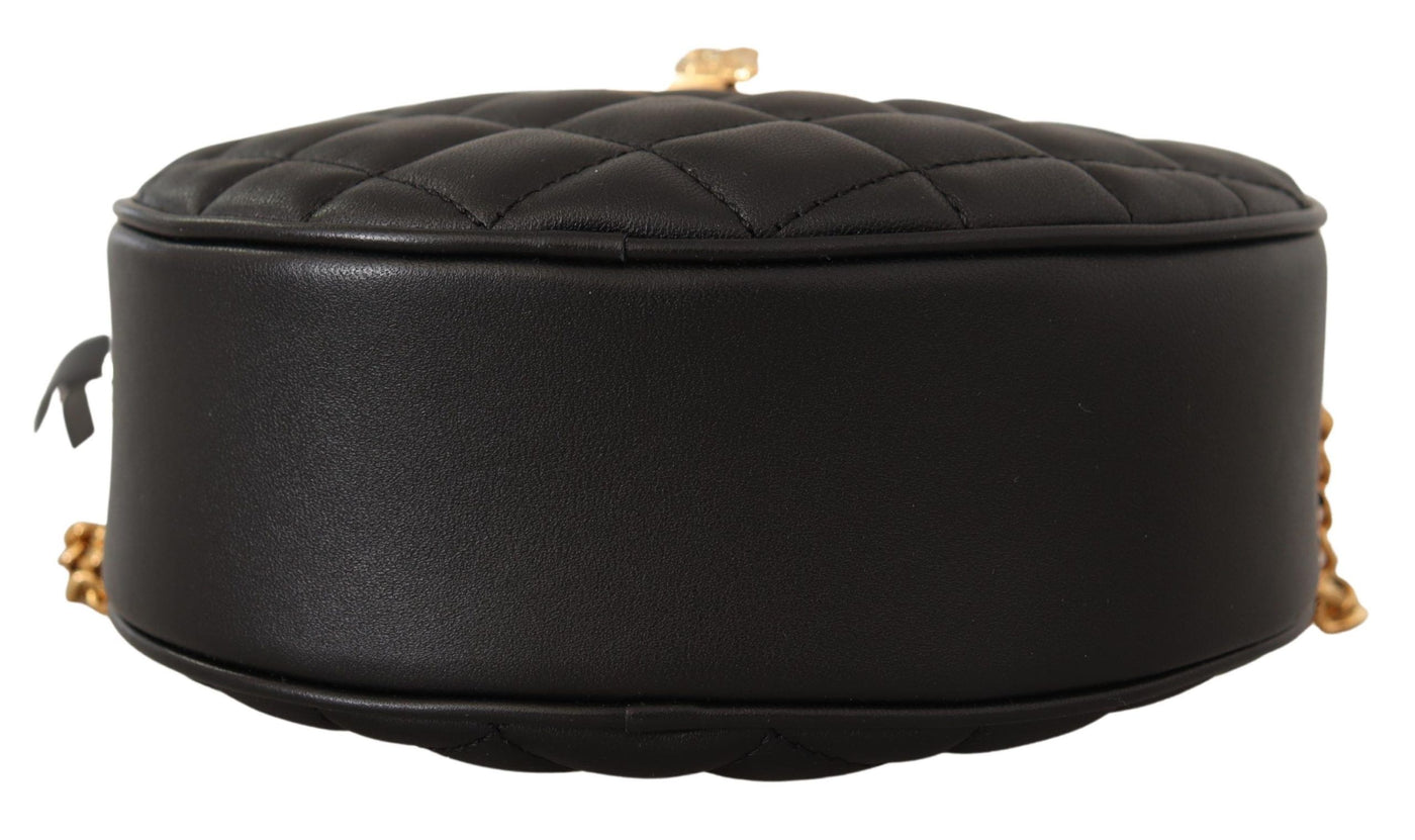 Versace Elegant Round Nappa Leather Shoulder Bag