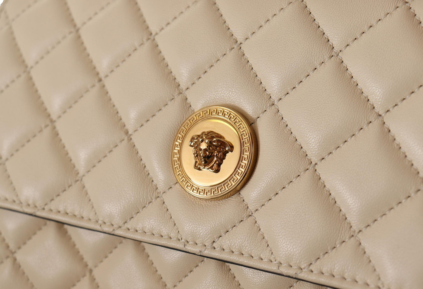 Versace Elegant White Nappa Leather Evening Shoulder Bag