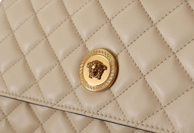 Versace Elegant White Nappa Leather Evening Shoulder Bag