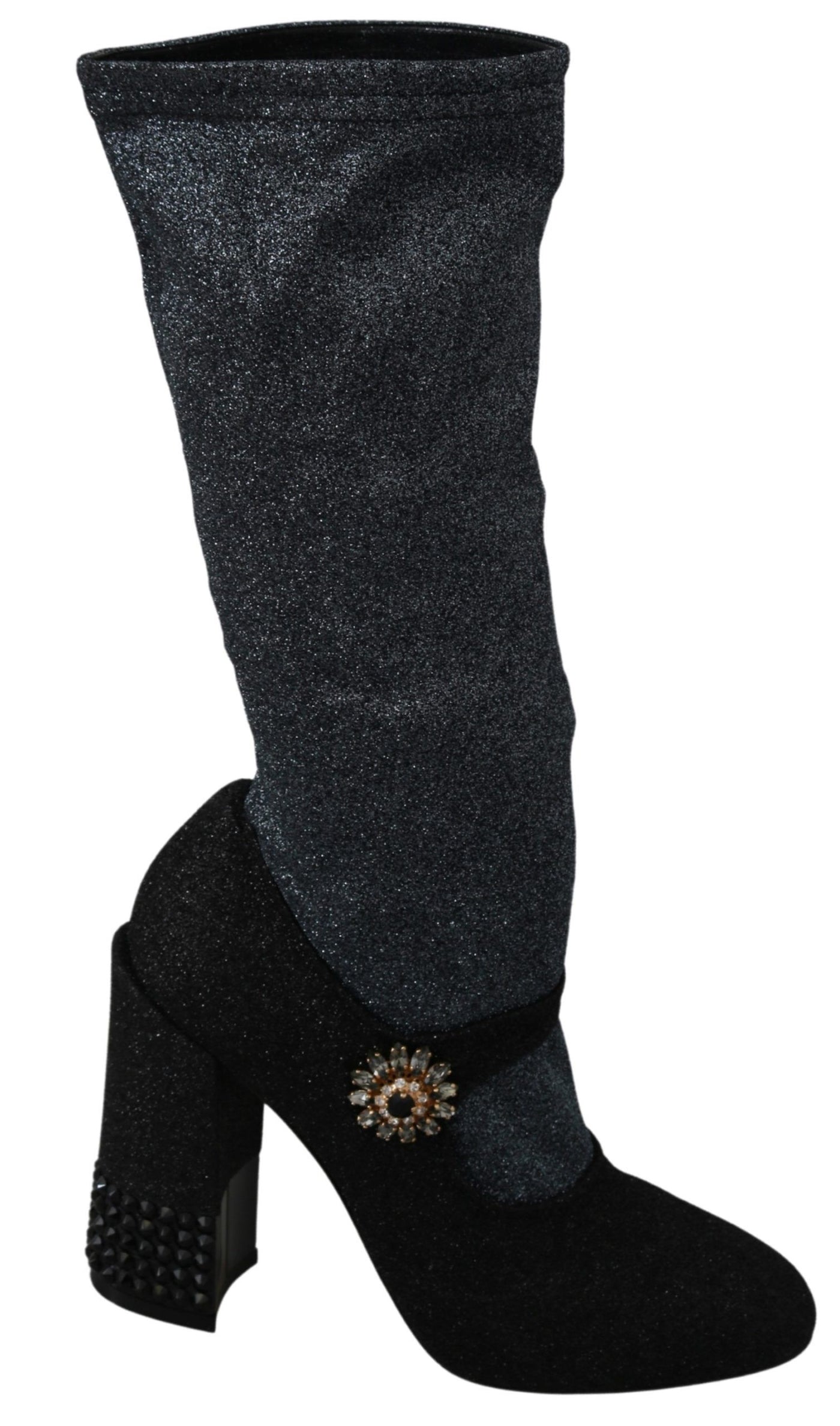 Dolce & Gabbana Black Crystal Mary Janes Booties Shoes