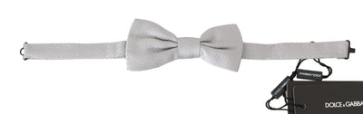 Dolce & Gabbana Gray Silk Baroque Jacquard Men  Bow Tie Papillon