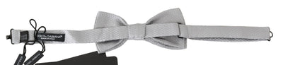 Dolce & Gabbana Gray Silk Baroque Jacquard Men  Bow Tie Papillon