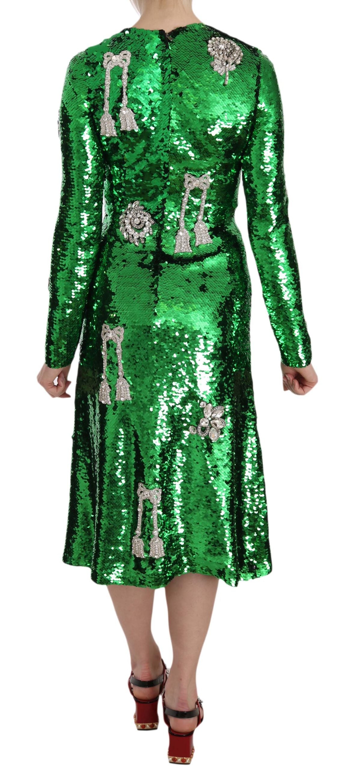 Dolce & Gabbana Green Sequin Swarovski Crystal Dress