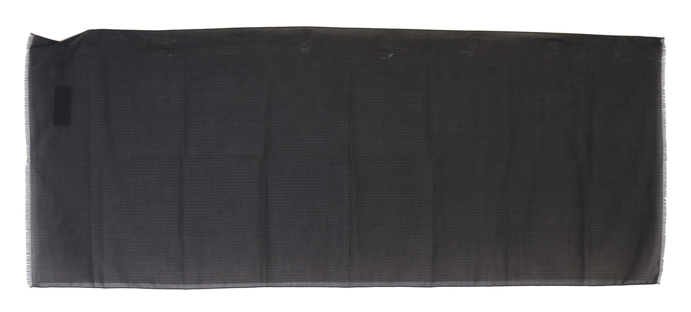 Dolce & Gabbana Gray 100% Wool Striped Pattern Wrap Scarf