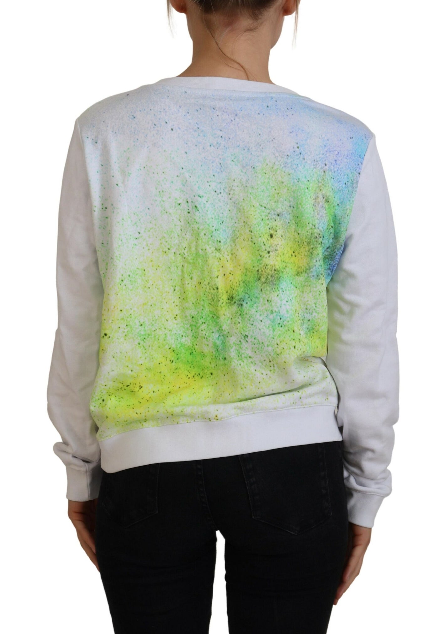 Versace Jeans Elegant White Graphic Crew Neck Sweater