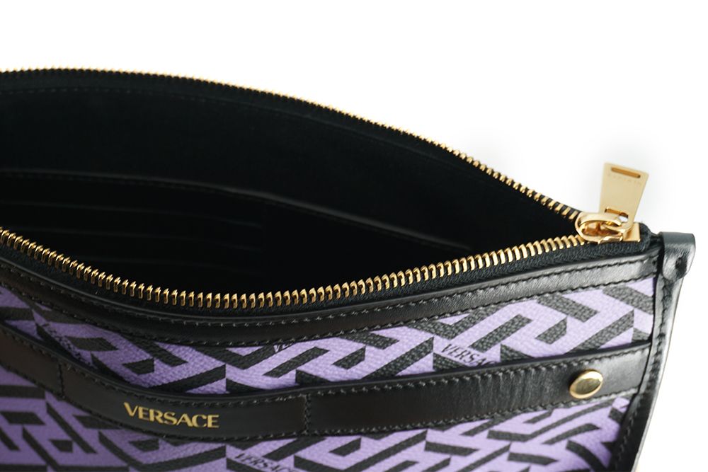 Versace Exquisite Violet & Black Signature Shoulder Bag