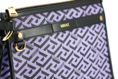 Versace Exquisite Violet & Black Signature Shoulder Bag