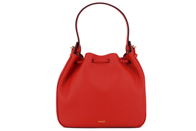 Versace Elegant Red Calf Leather Hobo Bag