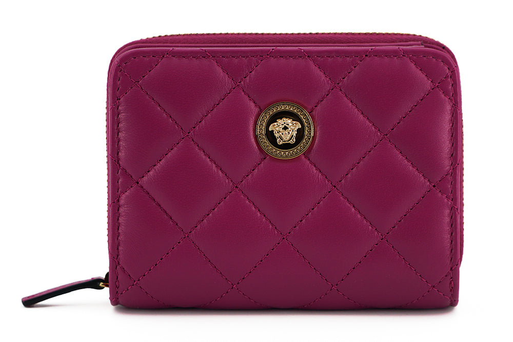 Versace Elegant Purple Quilted Leather Wallet