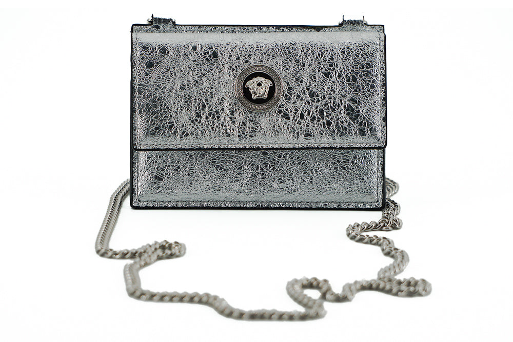 Versace Elegant Silver Nappa Leather Card Case