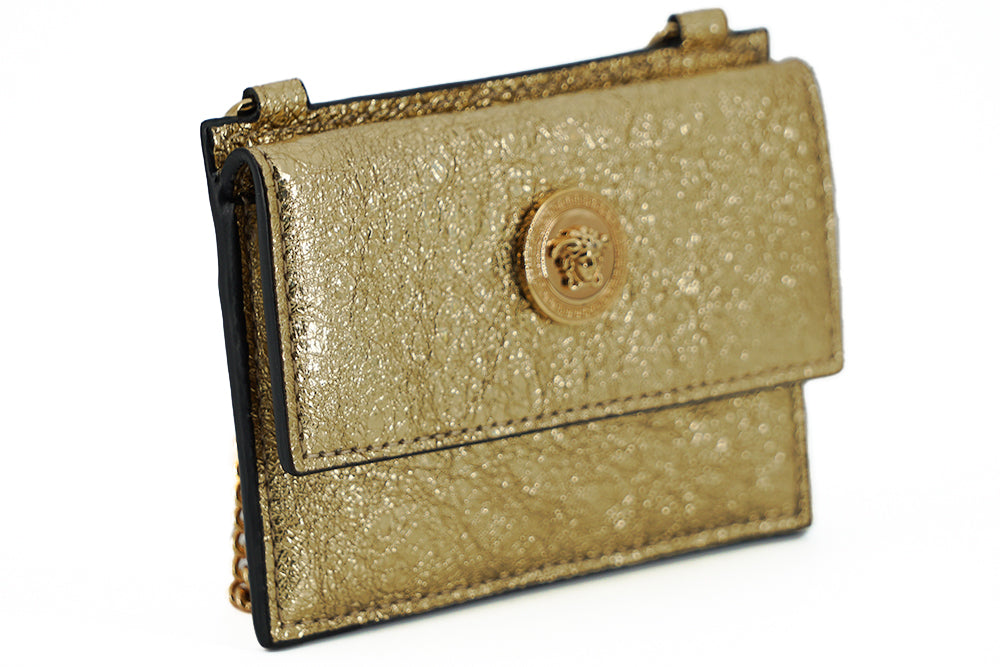 Versace Elegant Gold Nappa Leather Card Holder