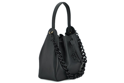 Versace Elegant Black Leather Medusa Hobo Bag