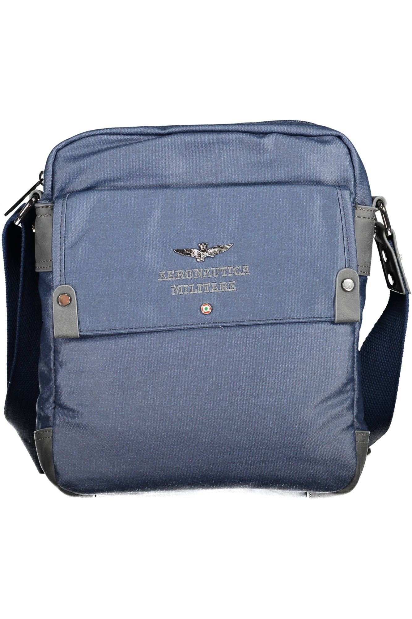 Aeronautica Militare Elegant Blue Cotton Shoulder Bag with Compartments