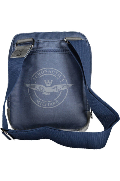 Aeronautica Militare Elite Blue Cotton Shoulder Bag with Logo Detail