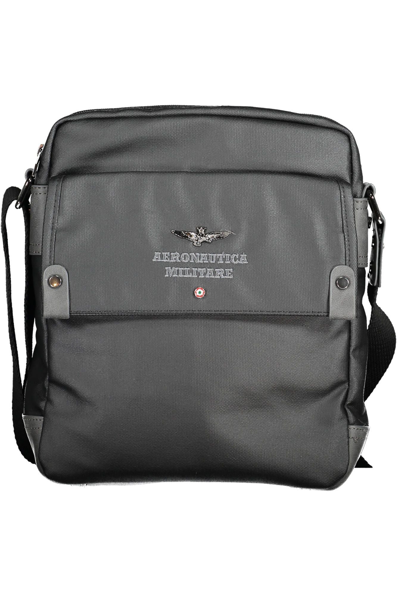 Aeronautica Militare Sleek Black Multi-Compartment Shoulder Bag