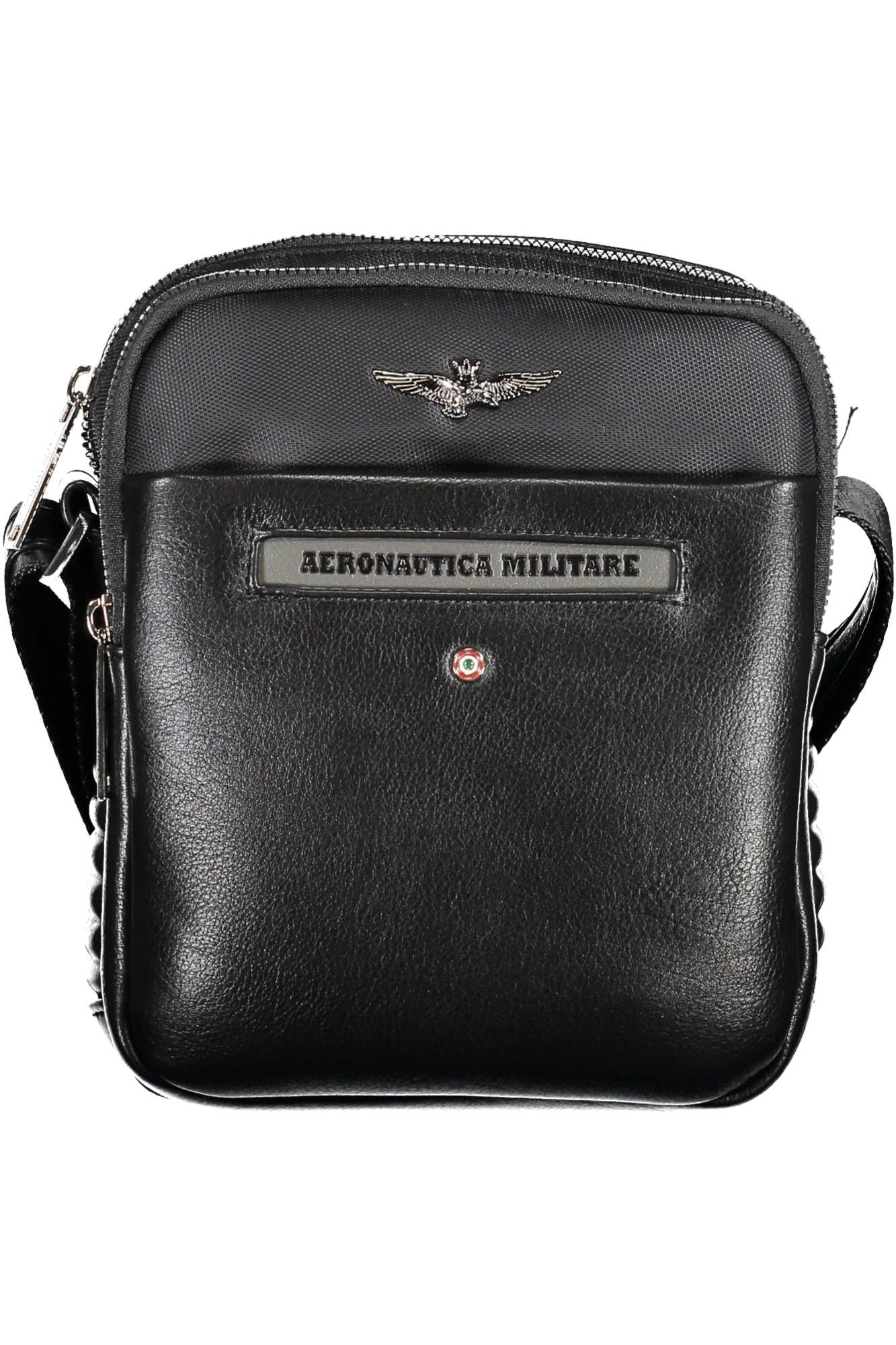 Aeronautica Militare Sleek Black Military-Inspired Shoulder Bag