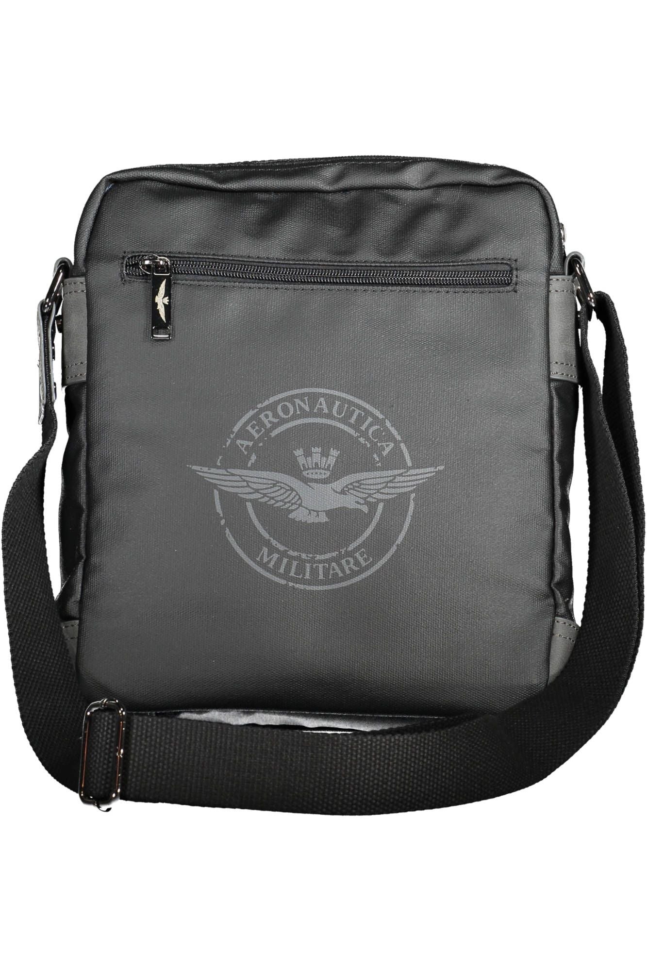 Aeronautica Militare Sleek Black Multi-Compartment Shoulder Bag