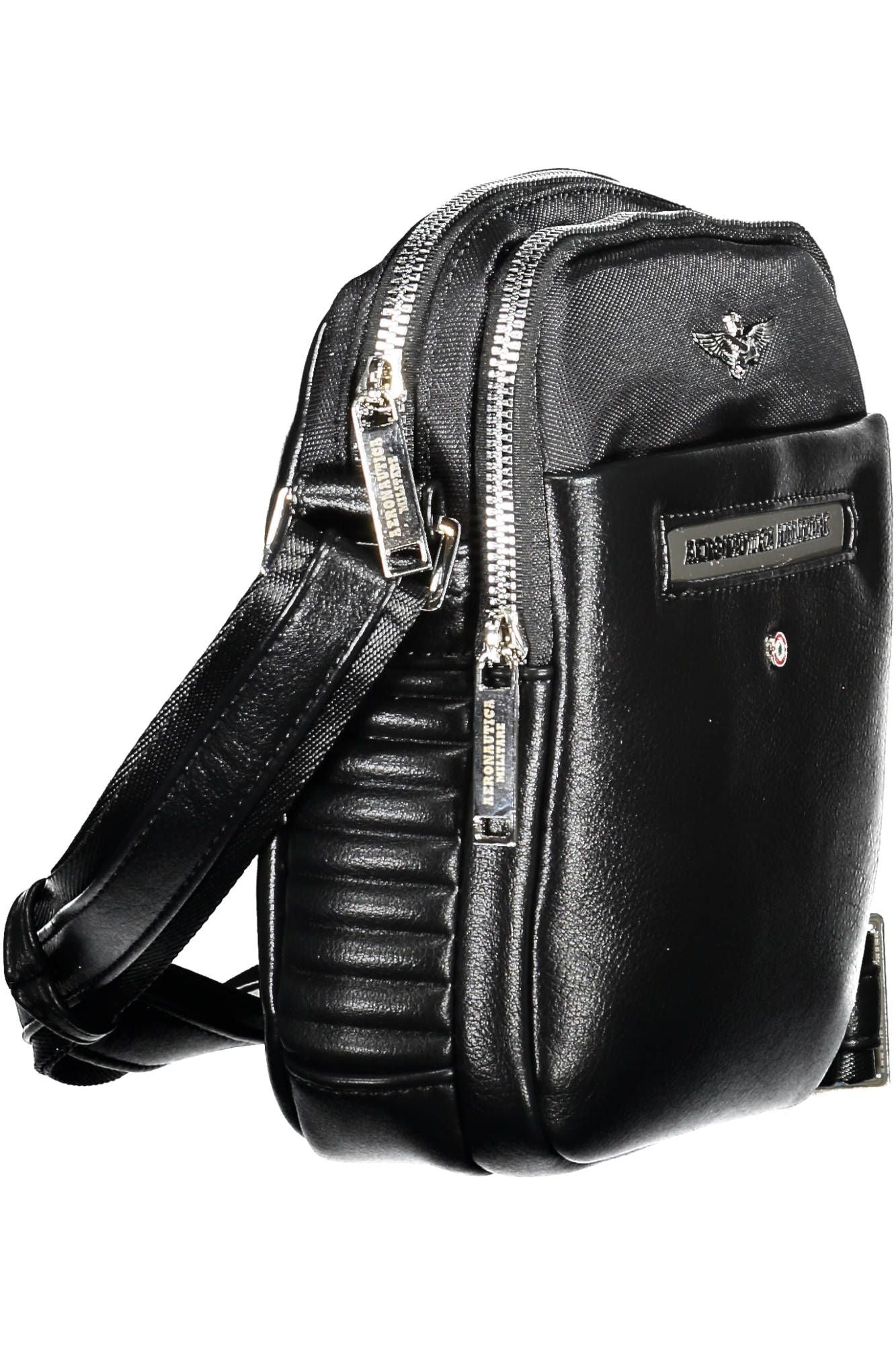 Aeronautica Militare Sleek Black Military-Inspired Shoulder Bag