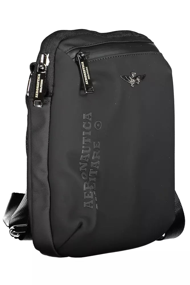 Aeronautica Militare Sleek Black Polyester Shoulder Bag