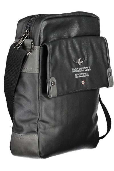 Aeronautica Militare Sleek Black Multi-Compartment Shoulder Bag