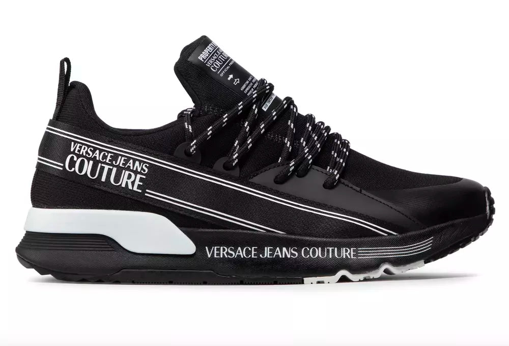 Versace Jeans Sleek Black Nylon Sneakers with Logo Detail