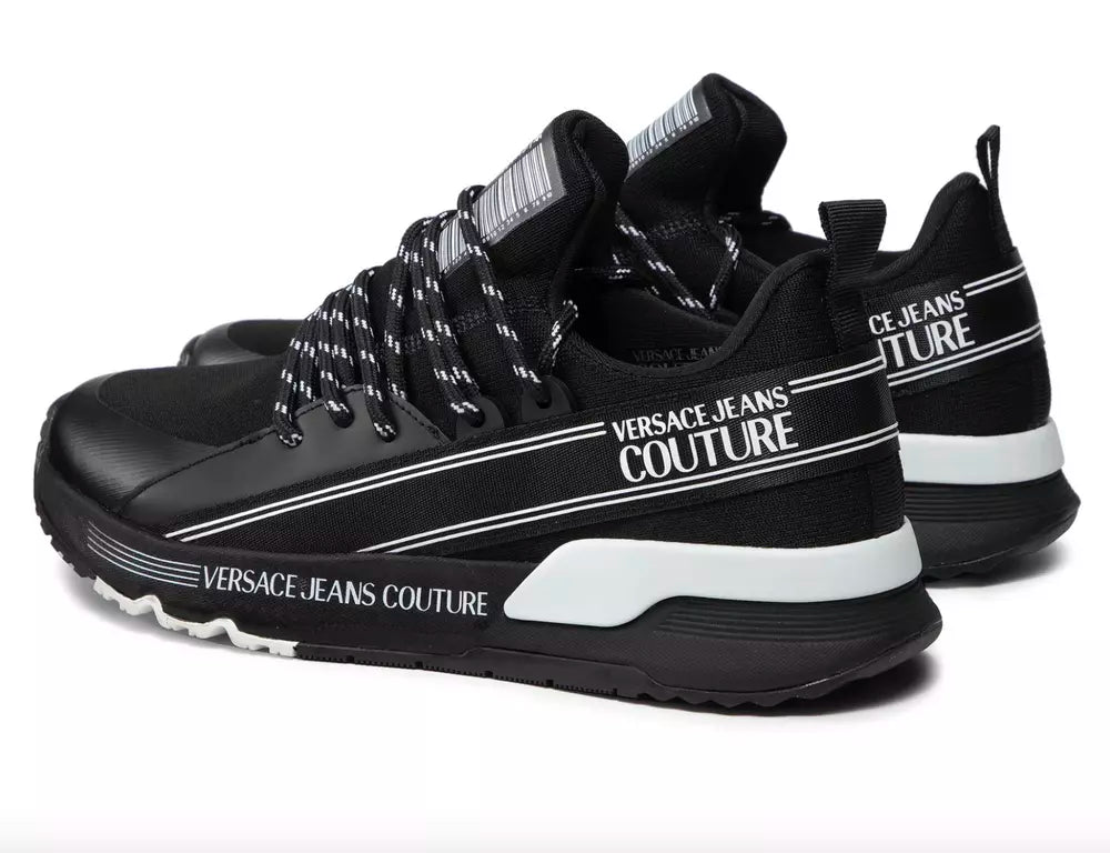 Versace Jeans Sleek Black Nylon Sneakers with Logo Detail