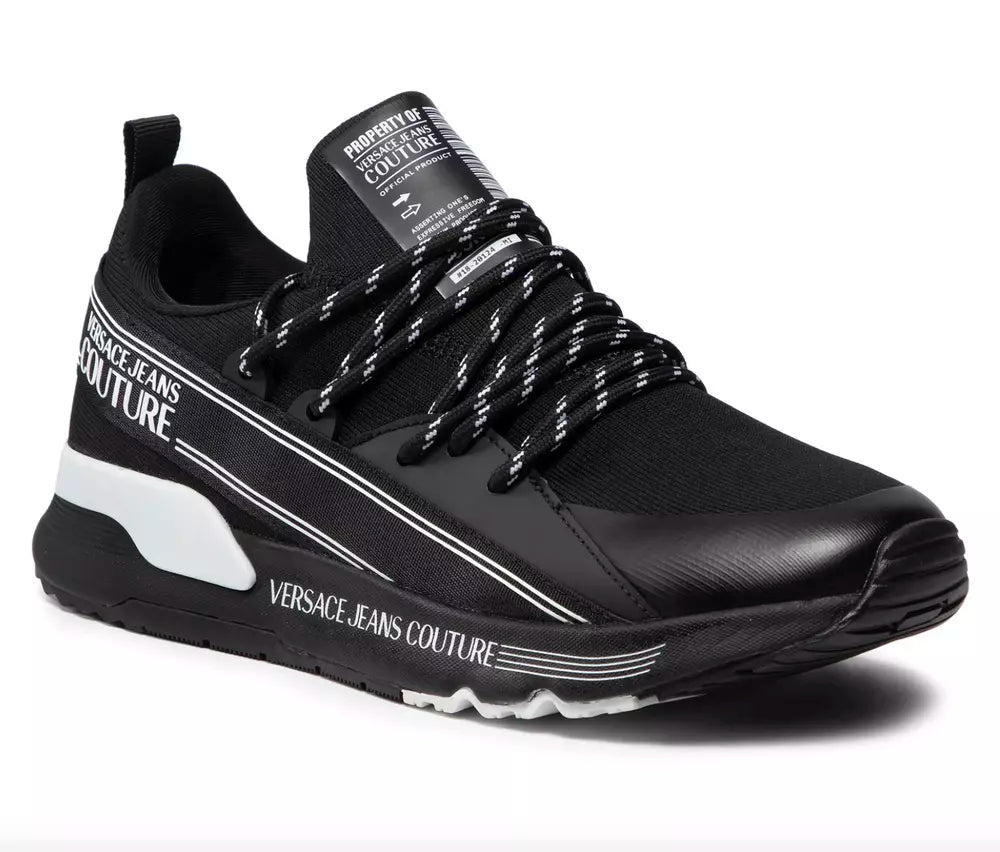 Versace Jeans Sleek Black Nylon Sneakers with Logo Detail