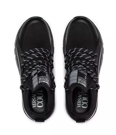 Versace Jeans Sleek Black Nylon Sneakers with Logo Detail