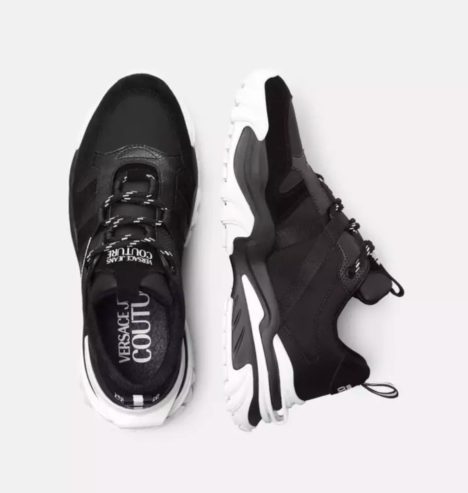 Versace Jeans Black and White Suede Detailed Sneakers