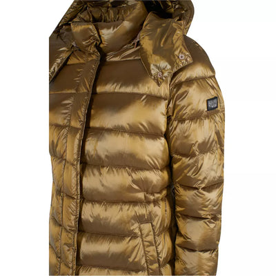 Yes Zee Elegant Long Down Jacket with Hood in Yellow