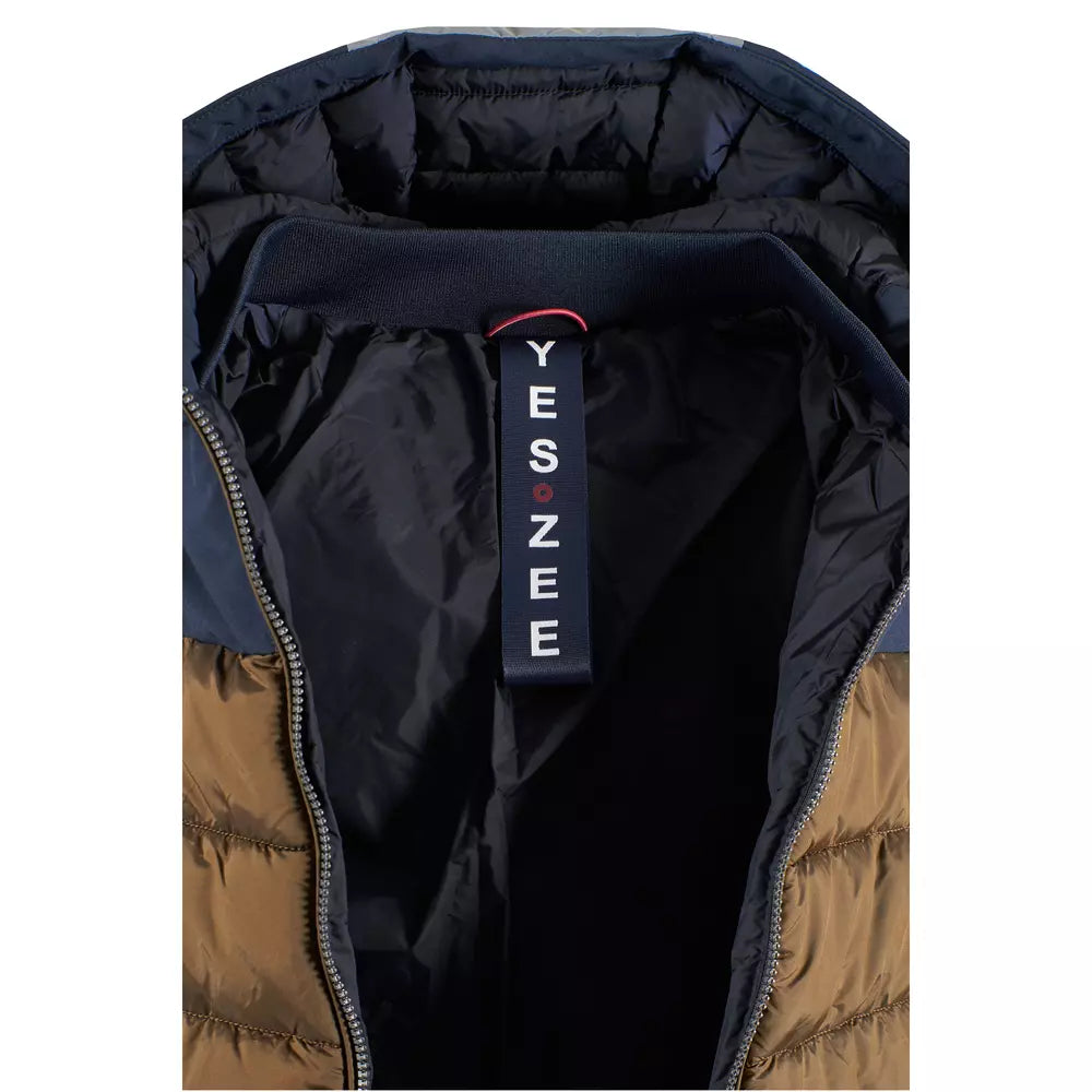 Yes Zee Chic Quilted Down Jacket with Softshell Inserts