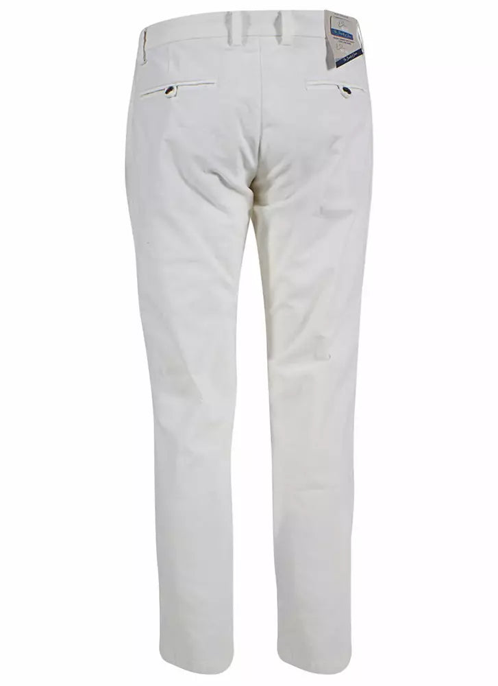 Yes Zee Elegant White Chino Trousers with Pleats