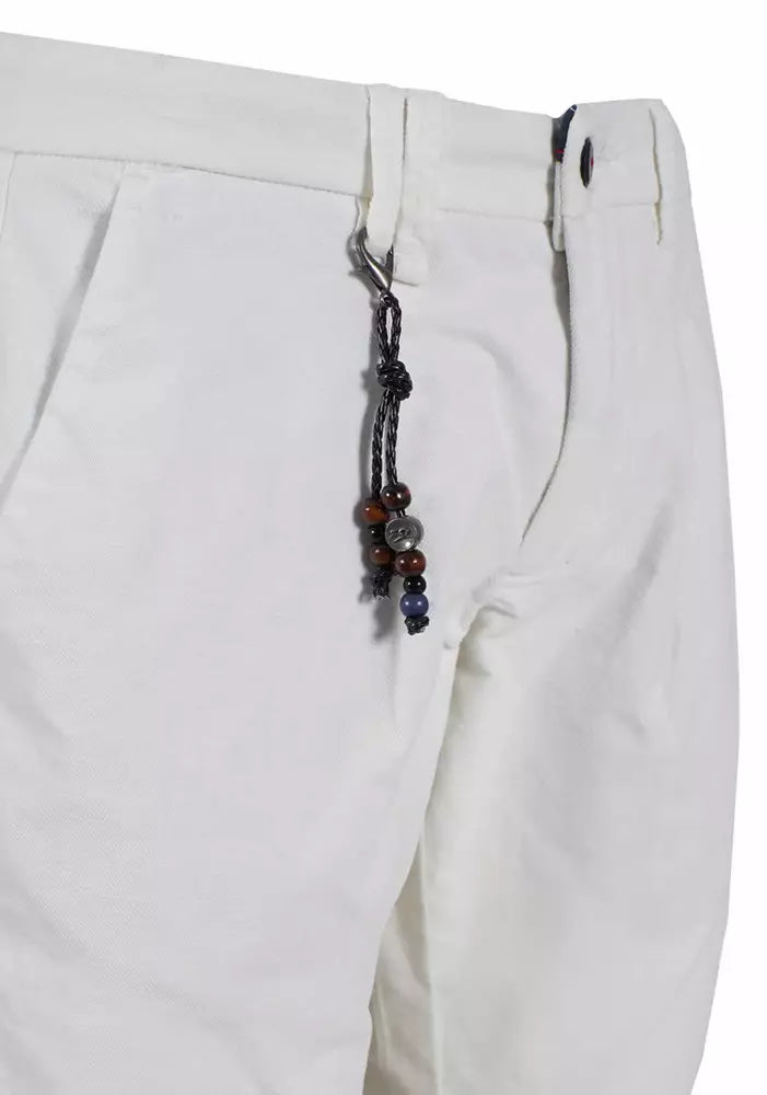 Yes Zee Elegant White Chino Trousers with Pleats