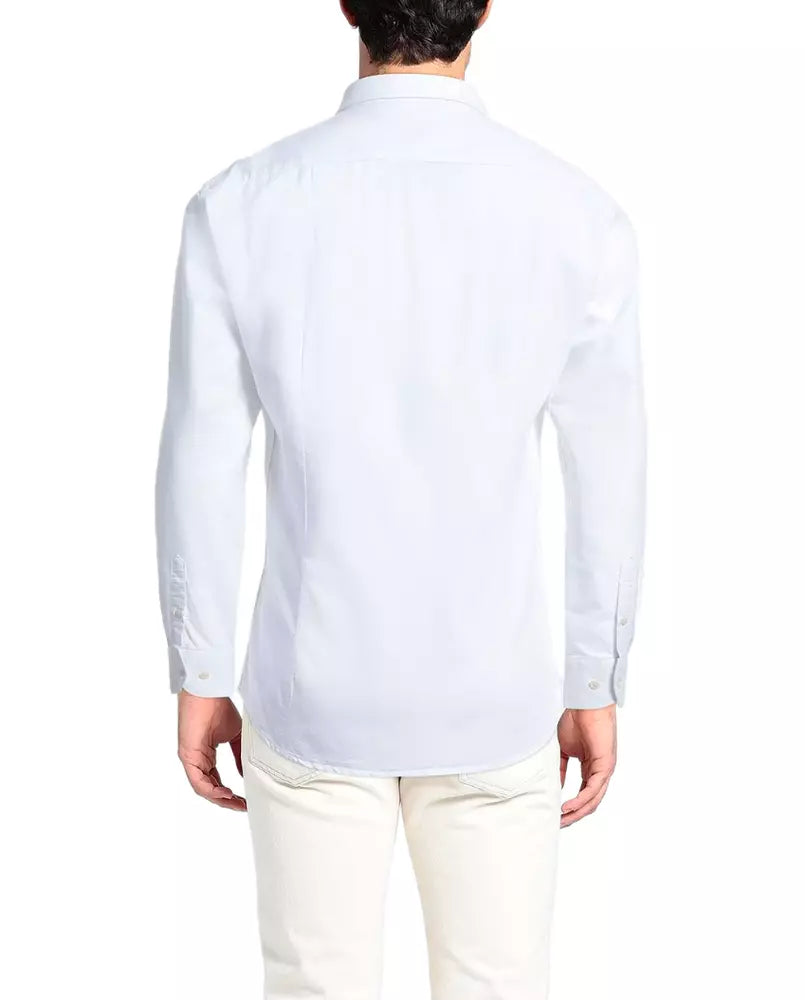 Yes Zee Elegant White Cotton Blend Dress Shirt