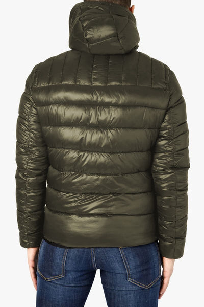 Yes Zee Chic Quilted Green Down Jacket with Hood