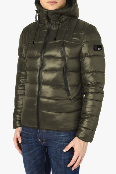 Yes Zee Chic Quilted Green Down Jacket with Hood