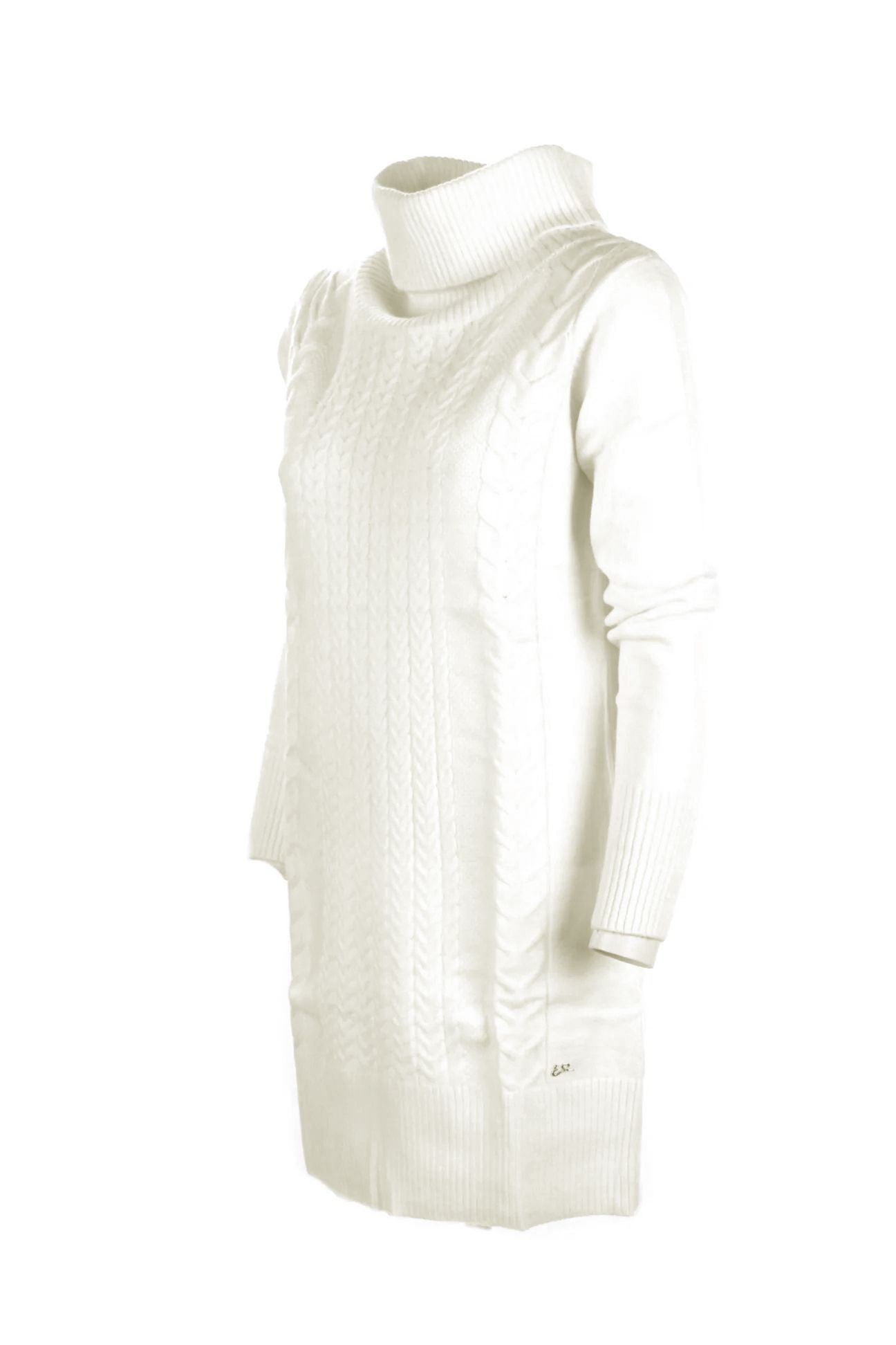 Yes Zee Chic Turtleneck Knit Dress in White