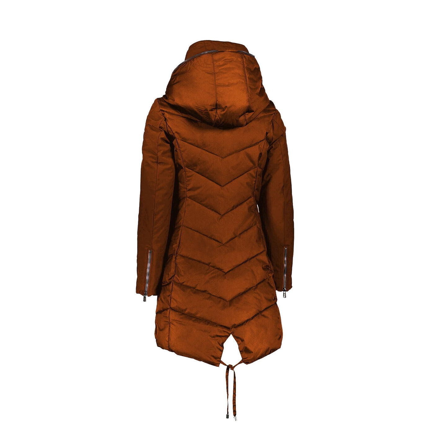 Yes Zee Chic Orange Down Jacket with Fur-Trimmed Hood