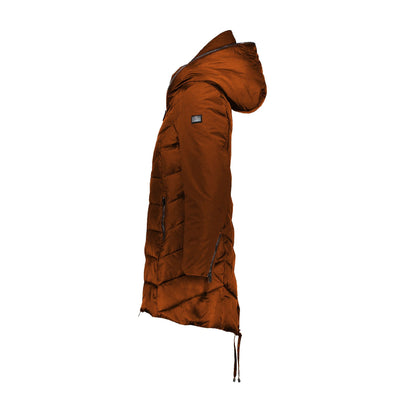 Yes Zee Chic Orange Down Jacket with Fur-Trimmed Hood