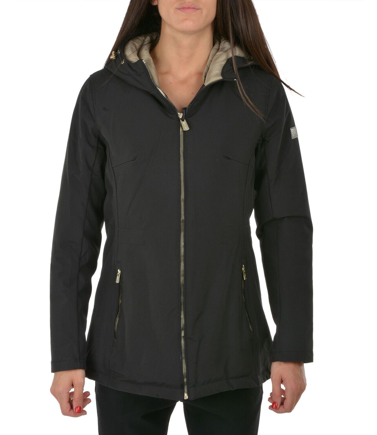 Yes Zee Elegant Black Hooded Down Jacket for Women