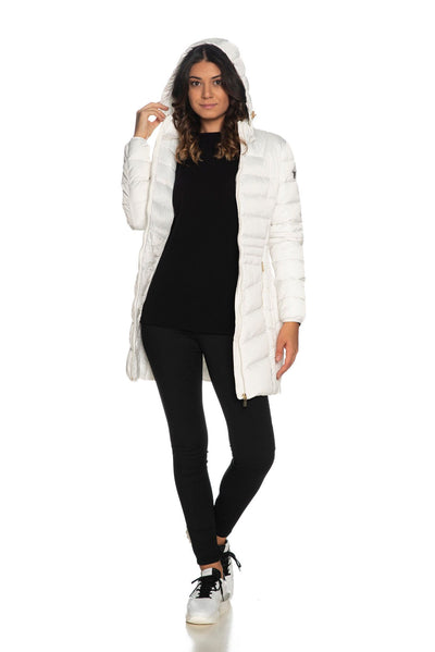 Yes Zee Elegant White Puffer Hoodie Jacket