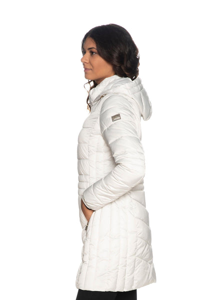 Yes Zee Elegant White Puffer Hoodie Jacket