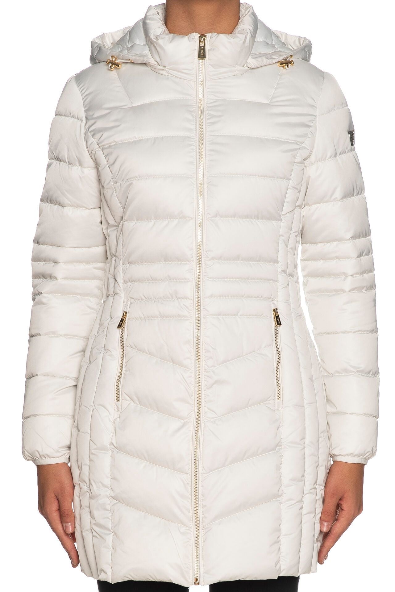 Yes Zee Elegant White Puffer Hoodie Jacket